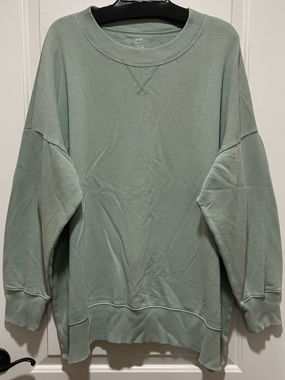 aerie Go To Comfy Cozy Oversized Side Slit Sage Green Pullover Sweatshirt Sz XXL